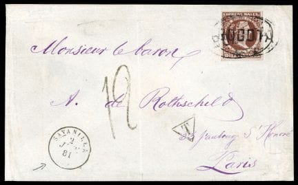 Colombia, 1876–1880, 10c brown OB C. BOGOTA on an 