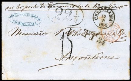 Norwegen, gestempelte 22 1/3-Marke in Schwarz, C. 