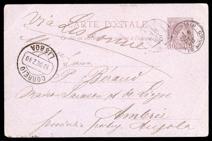 Monaco, Karl III., Ganzsache 10 c lila (Postkarte)