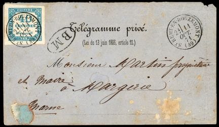 Francia, Impuesto, 1871-1878, 40 céntimos azul OB 