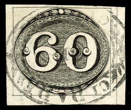 Brazil, 1843, 60r black OB, in very good condition