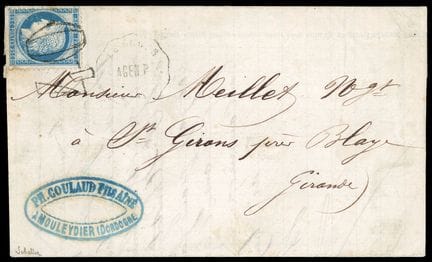 Francia, 1871-1875, 25 céntimos azul, sin circular