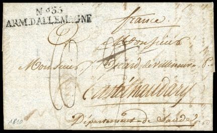 Francia, sello n.º 35/ARM.D ALEMANIA en una carta 