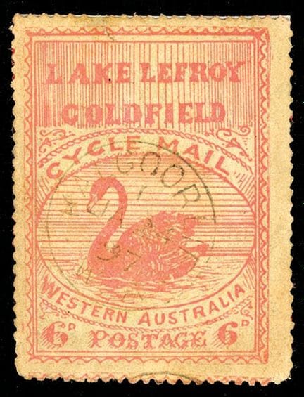 Australia Occidental, sello «LAKE LEFROY», 6d rosa