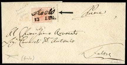 Lombardo-Venetien, 1850, 15c rot, Band III, besteh