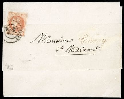 Francia, 1870-1871, 2 c. marrón-rojizo, sin matase