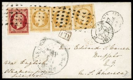 Francia, 1853-1860, 10 céntimos en color bistre (3