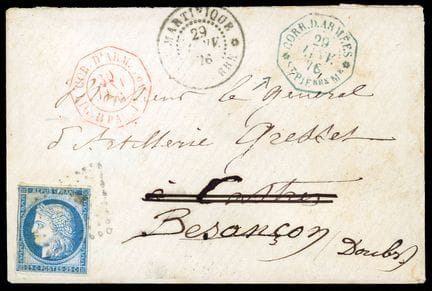 Martinique, General Colonies, 1872–1877, 25c blue 
