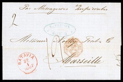 Niederländisch-Indien, Stempel „BATAVIA“ in Rot un