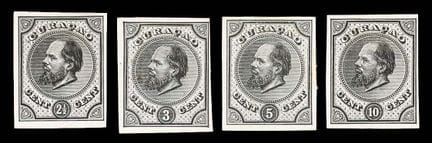 Curaçao, 1873, Schwarzprobedrucke der 2 1/2c, 3c, 