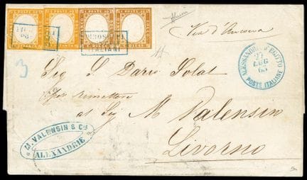Ägypten, Sardinien, 1855–1861, 10c braun (2 Exempl