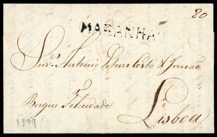 Brazil, MARANHAO postmark and 80 tax stamp on a le