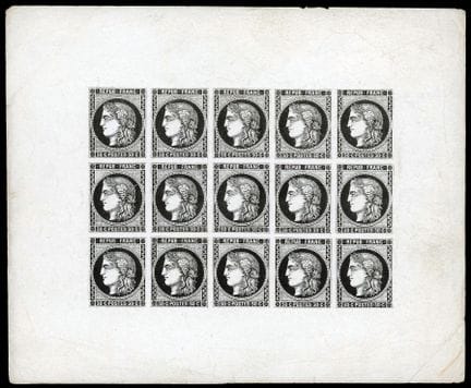 Francia, 1870-1871, Emisión de Burdeos. Pruebas.
2