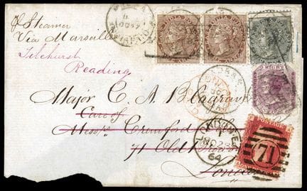 India británica, 1856-64, 1a marrón (2 ejemplares)