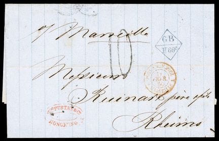 Hong Kong, carta enviada desde Hong Kong a Francia