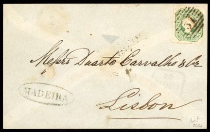 Madeira, Portugal, 1855–1856, 50r grün OB 51, „C. 