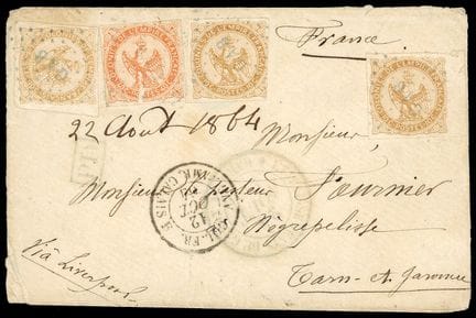 Gabon, General Colonies, 1859–1865, 10c bistre (3 