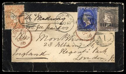 San Vicente, 1882-1885, 1 p. naranja con sobreimpr