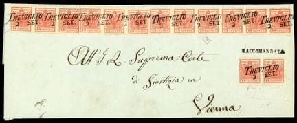 Lombardo-Venetien, 1850, 15c rot, Band III (6er-St