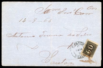 Brazil, 1850–1866, 60r black OB pen and C. S. PAUL
