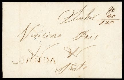 Brazil, LOANDA postmark and handwritten "120" tax 