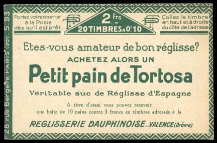 Francia, libreta Pasteur 10c verde, con la inscrip