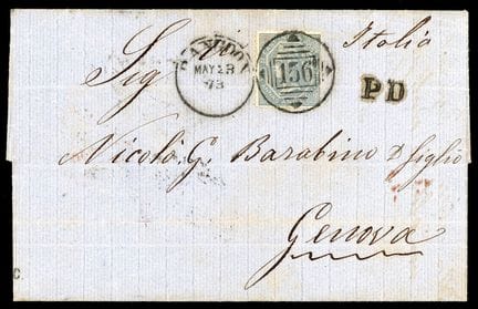 India británica, 1866-1867, 6a 8p gris OB 156, C. 