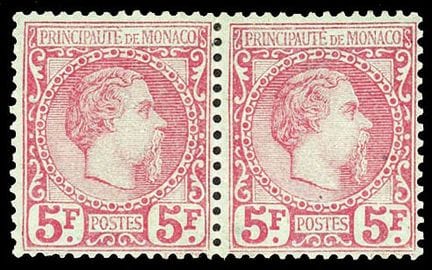 Monaco, 1885, 5f karminrot auf grün, als neues hor