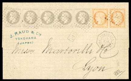 Francia, 1863-1870, 4 c gris (hoja de 5) y 1870-18