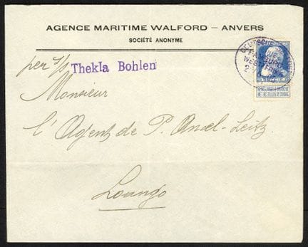 Belgian Congo, Set of 2 stamped letters featuring 