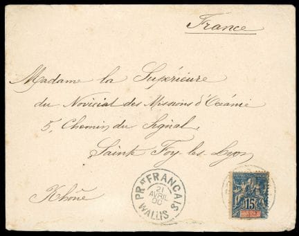 New Caledonia, 1892, 15c blue OB C. Prat FRANCAIS/