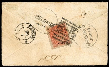 Portugiesisch-Indien, 1876, 20r rot OB B-15, C. BE
