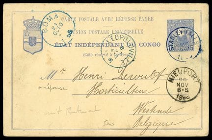 Belgian Congo, Postcard with Prepaid Return Envelo