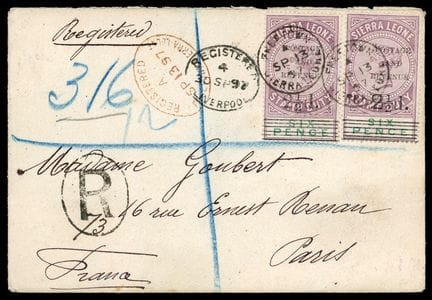Sierra Leona, 1897, 2d1/2 sobre 6p violeta (sobrec