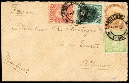 Peru, 1868, 1d grün-gelb, 1894, 10 c grün und 1895