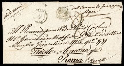 Croatia, Letter from Sign (Sinj) to Rome with an A