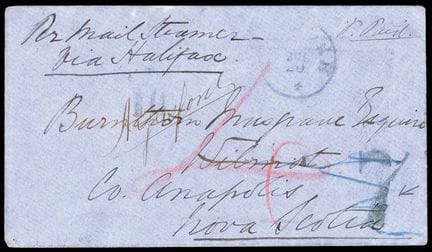 Antigua, 1863-1867, 1 p. bermellón en tira de 5 (p