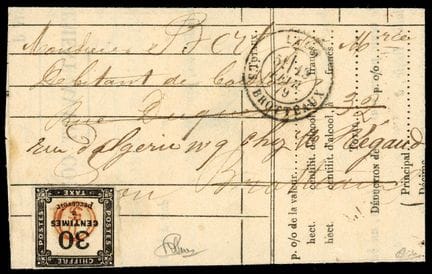Francia, Impuesto, 1871-1878, 30 céntimos negro, c