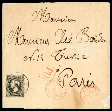 Luxemburg, 1852, 10 Centimes schwarz OB, „C. LUXEM