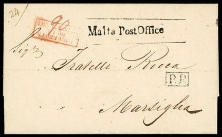 Malta, Stempel mit der Aufschrift „Malta Post Offi