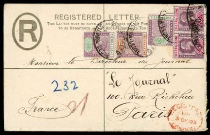 Sierra Leona, 1896-1897, 1/2 p. violeta-marrón y v
