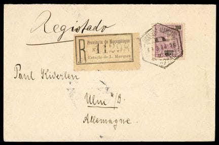 Mosambik, 1898–1901, 700r lila auf strohfarbenem P