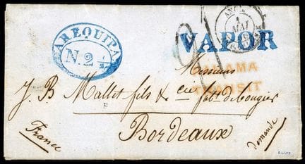 Peru, Marken AREQUIPA/Nr. 2 1/2 und VAPOR in Blau,