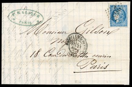 Francia, 1870-1871, 20 céntimos azul (tipo III, R2