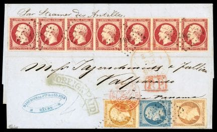 Francia, 1853-1860, 10 céntimos en color bistre, 2