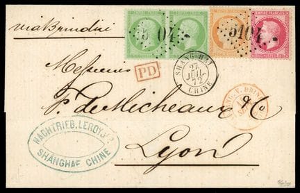 Francia, 1863-1870, 80 céntimos rosa; 1870-1871, 4