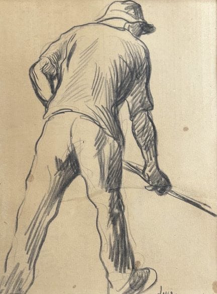 马克西米连·吕斯（1858-1941）
背影男子
纸本炭笔画，右下角签名
28 x 21.5 厘米（