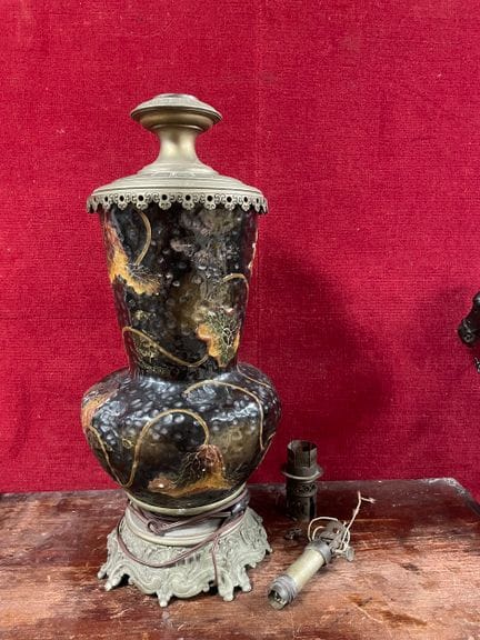 Antique Kerosene Lamp 
Ceramic body with floral de