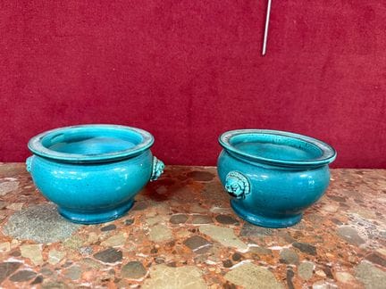 CHINA
A lovely pair of bowls 
Made of blue-glazed 