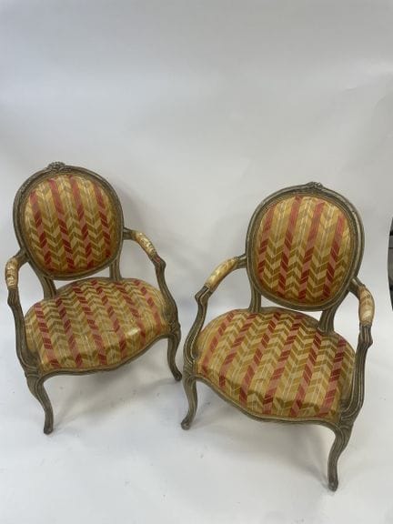 Pair of Louis XV armchairs in painted molded wood 